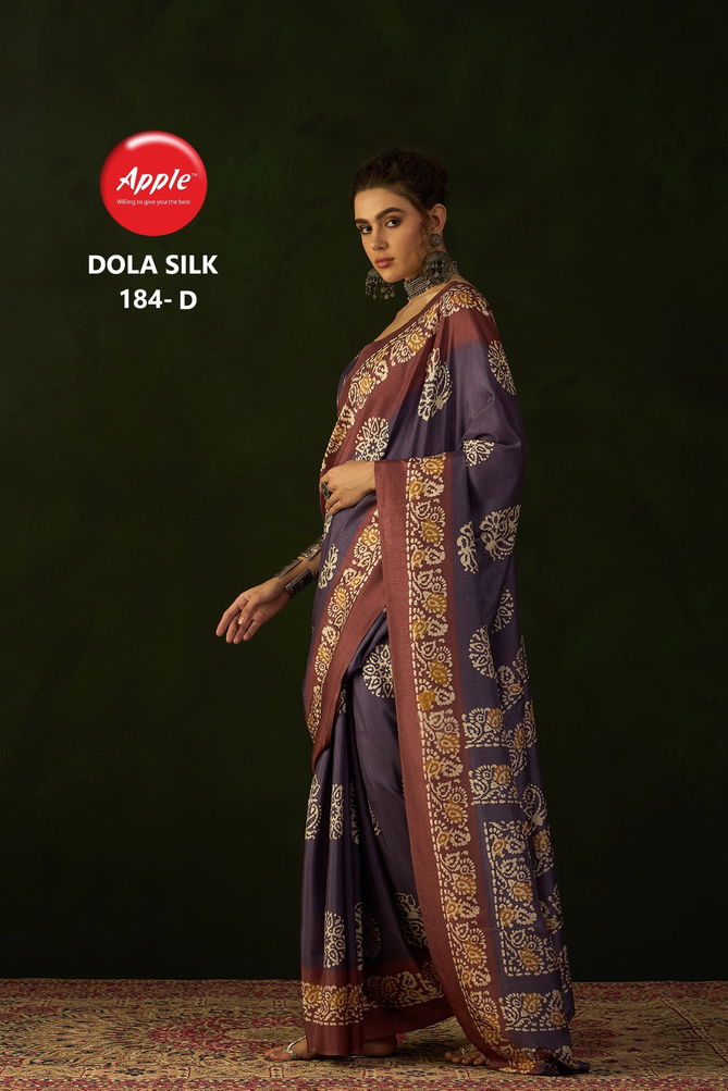 Dola 184 By Apple Printed Dola Silk Sarees Wholesale Clothing Suppliers In India
